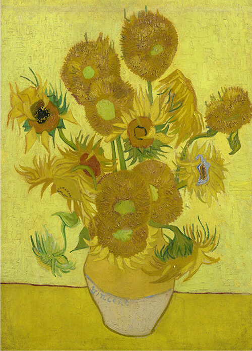 Print op hout, Zonnebloemen Van Gogh